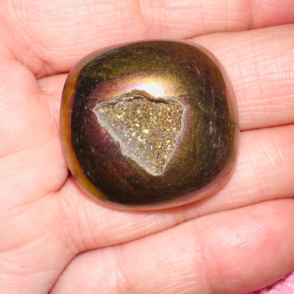 TITANIUM infused with pink’s purple yellow natural DRUZY for pendant making - Picture 3 of 8